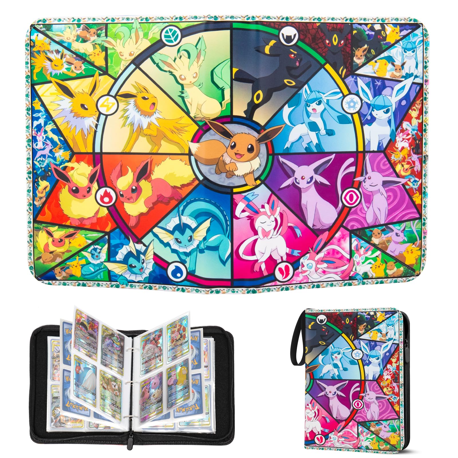 Card Binder 4 Pocket 50 Pages 400 Pockets Trading Card Binder,Portable Waterproof PU Card Binder Folder,Collectible Card Album This is the perfect for boys and girls - YB400