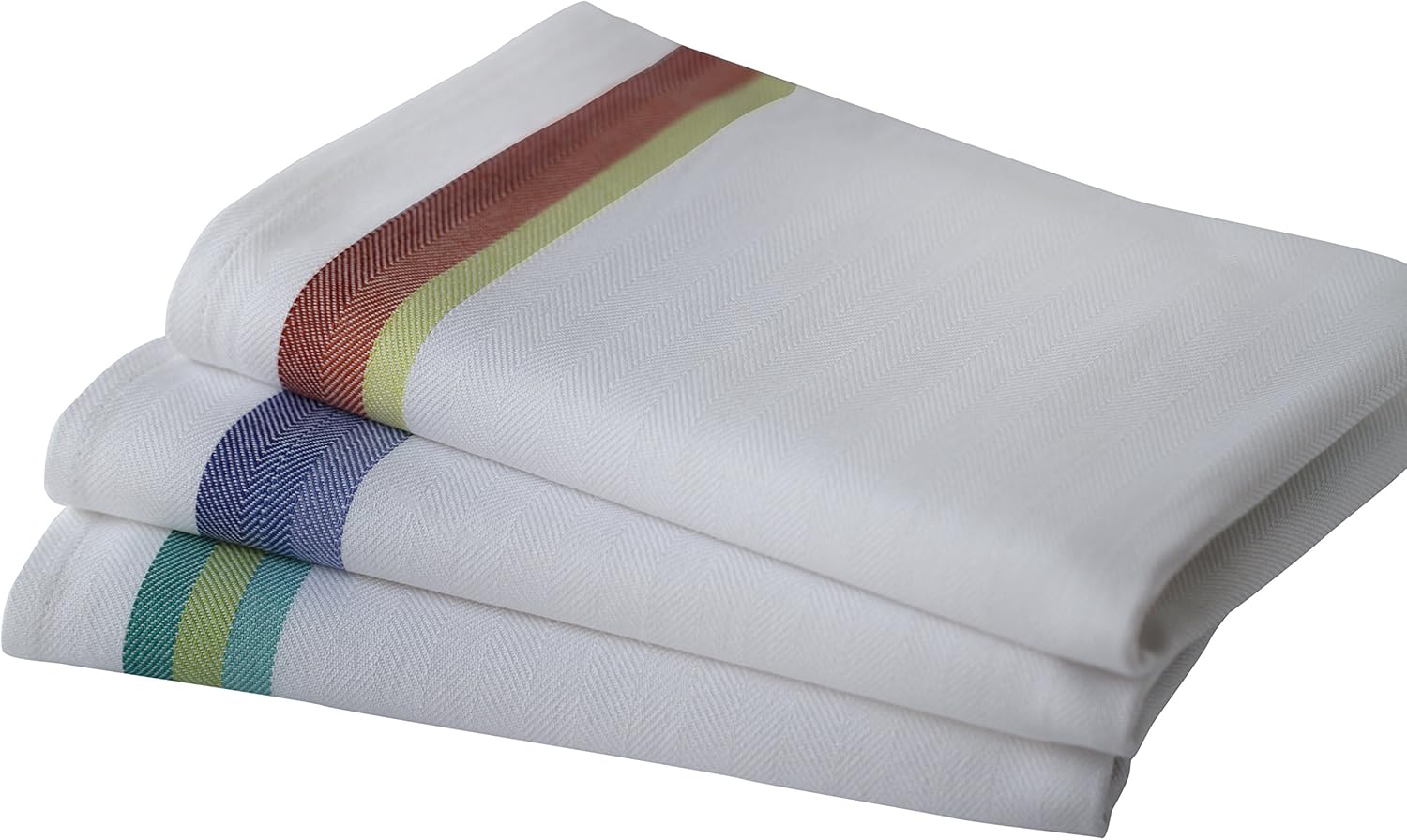 Harringdons Kitchen Dish Towels Set of 12-Tea Towels 100% Cotton. Large Dish Cloths 28"x20" Soft and Absorbent. White with Blue, Green and red Stripes, 4 of Each. There's no Substitute for Quality: Home & Kitchen