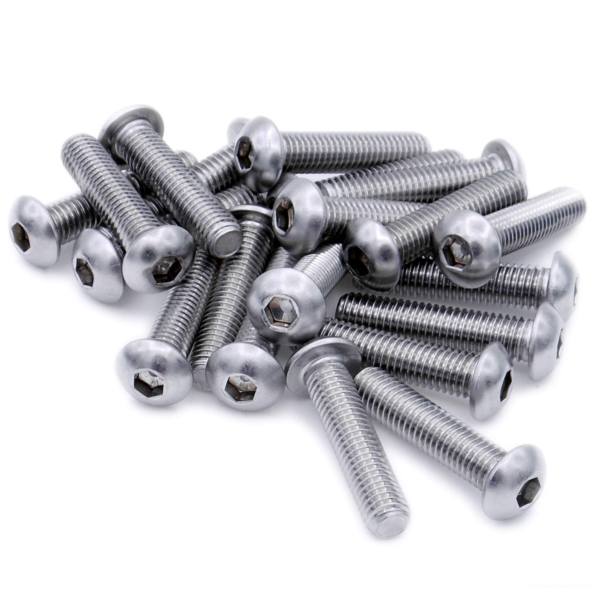 M3 (3mm x 35mm) Hex Socket Button Machine Screw (Bolt) - Stainless Steel (A2) (Pack of 20)