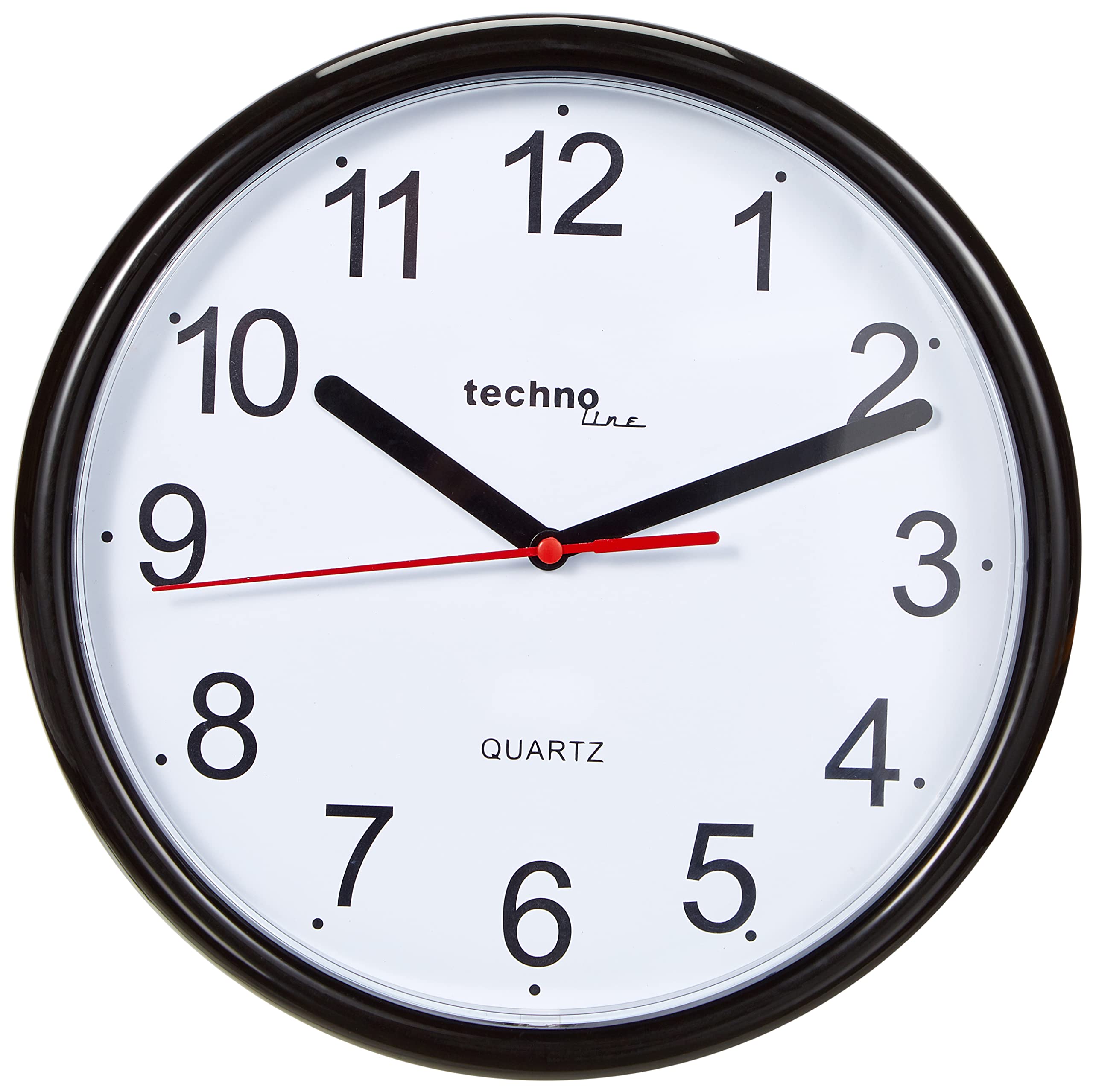 techno line WT 600 Wall Clock, Plastic, Black