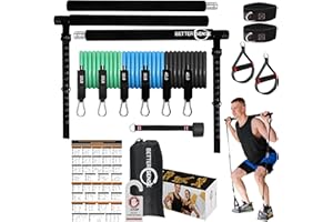 BETTER SENSE Upgraded Pilates Bar Kit – 39” Adjustable Exercise Equipment for Men, Women with 6X 20, 30, 40 lbs Resistance Bands with Adjustment Buckle – Pilates Equipment for Home Workouts for All Fitness Levels