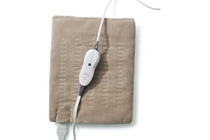 Sunbeam Premium Standard Size Heating Pad with Compact Storage - Moist Electric Heating Pad for Targeted Pain Relief of Back,