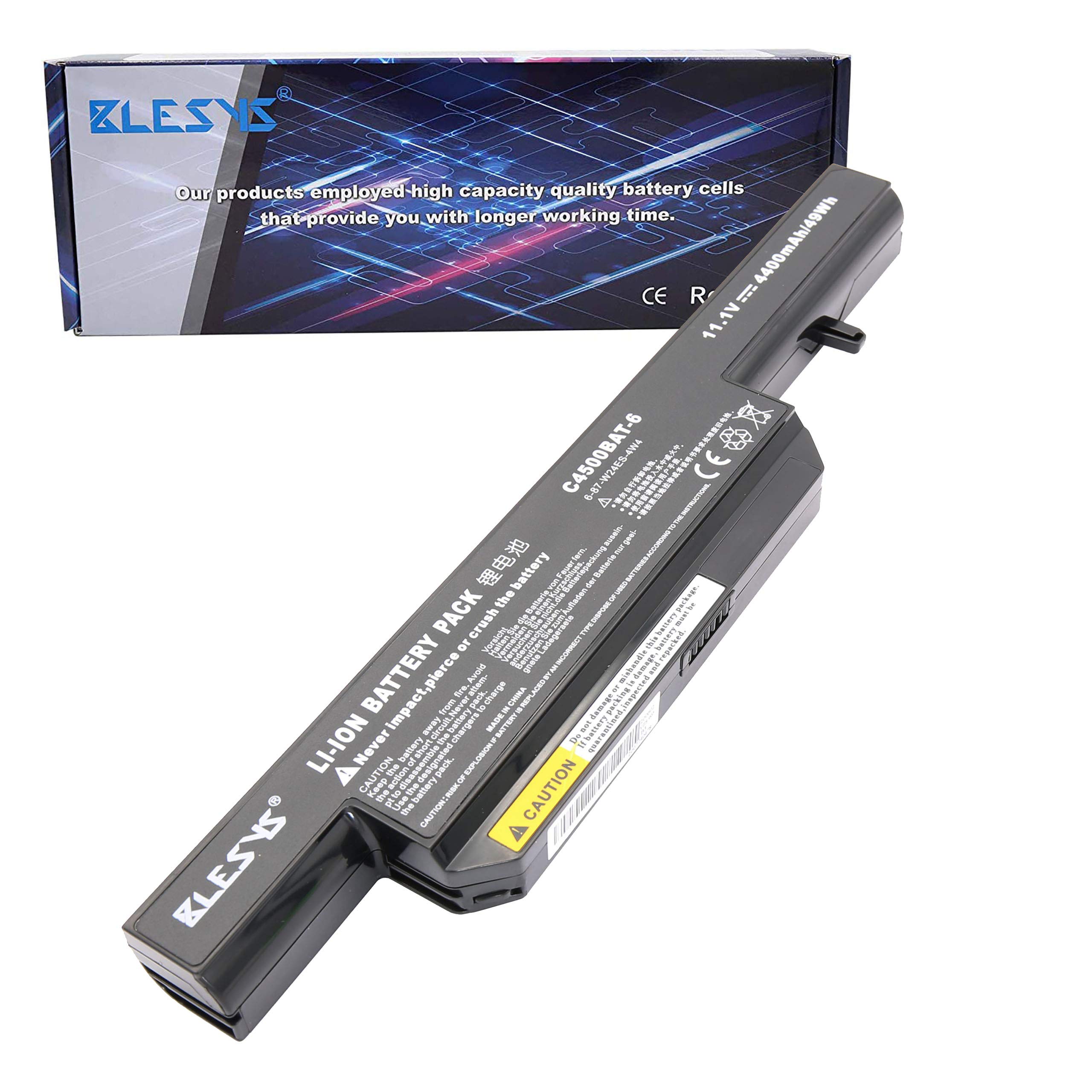 BLESYS 11.1V 4400mAh C4500BAT-6 Battery for CLEVO C4100 C4500 C4500Q C5100Q C5105 C5500 C5500Q C5500QC C5505 C5505C Series Laptop 6-Cell