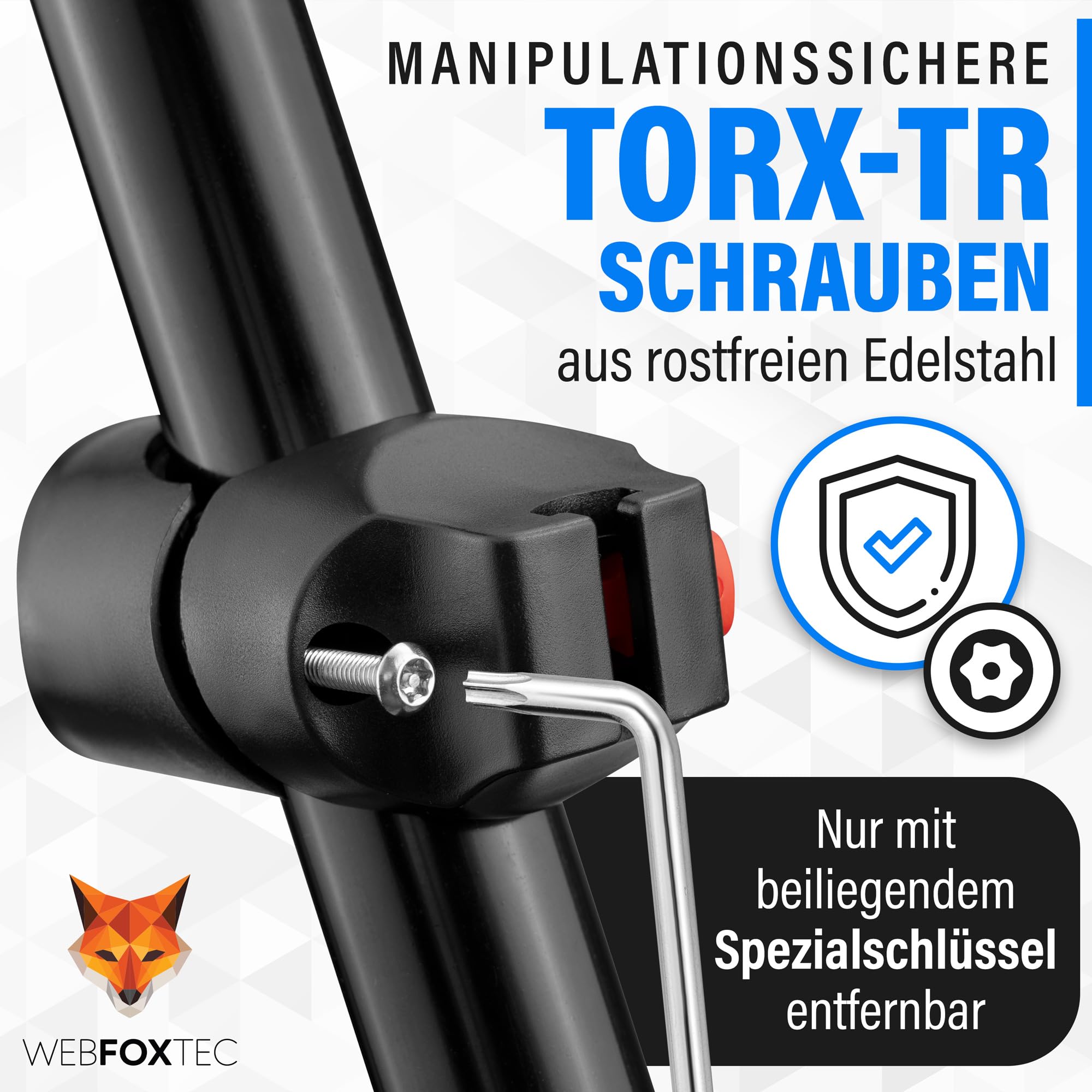 WebfoxTec® Zahlenschloss mit AirTag Versteck - Robustes Fahrradschloss mit Zahlencode & Halterung für GPS Tracker Fahrrad - Auch für Android Moto Tag - Zahlenschloss Fahrrad 6