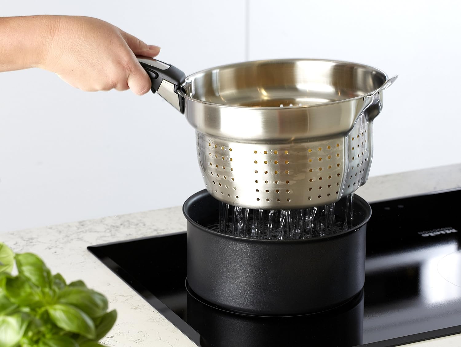 Tefal 20 cm Ingenio Stainless Steel Pasta Insert, Silver, 27 cm - Image 4