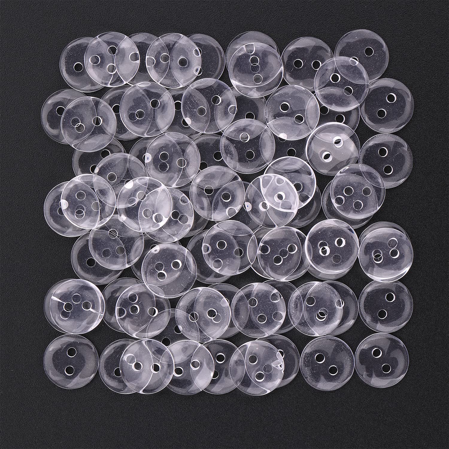 Weddecor 15mm Clear Plastic Round Buttons 2 Holes, Snap Fasteners for Clothes Sewing, Handbags, Knitting, Scrapbook, Plastic Arts & Crafts, 100 Buttons