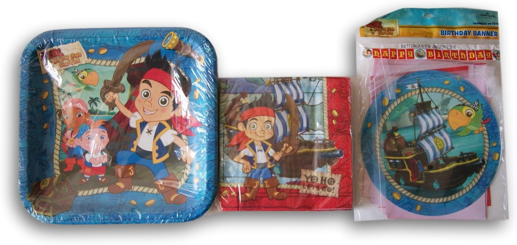 Jake and the Neverland Pirates Themed Party Supply Kit - Plates, Napkins, and Banner