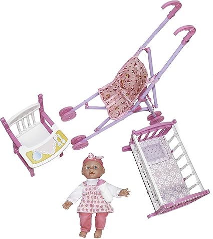 muñeca bebe con cuna