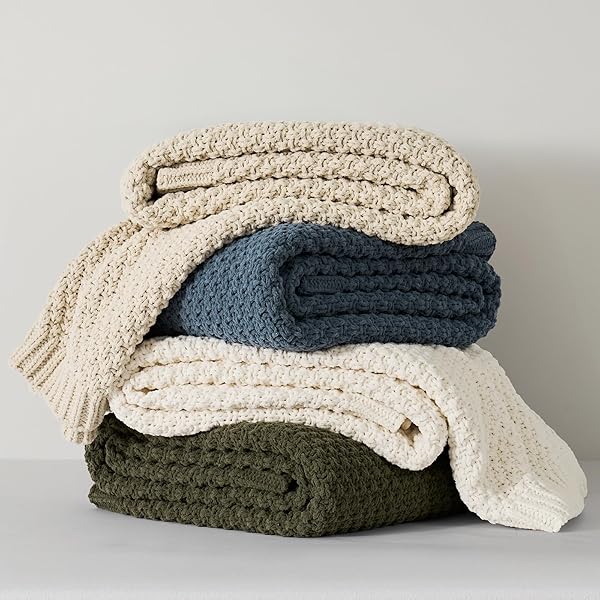 EVERGRACEHOME CHUNKY CHENILLE KNIT THROW BLANKET FOR COUCH, SOFT LUXURIOUS MOSS STITCH BLANKETS FOR BED, COZY DECORATIVE FARMHOUSE KNITTED THROWS FOR SOFA, OLIVE GREEN, 60″ X 80″