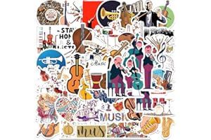 DANITEORT 51 PCS Orchestral Stickers,Music Instrument Aesthetic Stickers,Classical Music Stickers for Water Bottles,Laptop,Cellphone - Perfect Gifts for Adults, Kids,Teens,Students