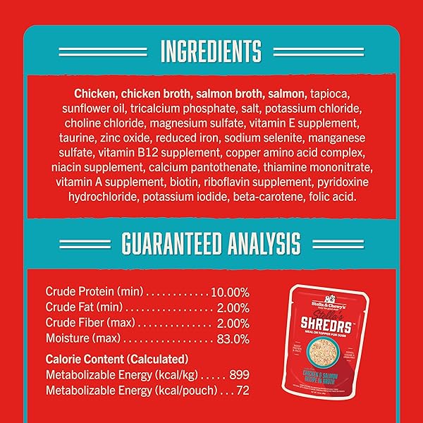 STELLA & CHEWY’S CAGE FREE CHICKEN & SALMON SHREDRS – PREMIUM DOG FOOD POUCHES – FREEZE DRIED RAW NUTRITION IN BROTH – PERFECT FOR PICKY EATERS- 12 PACK, 2.8OZ EACH