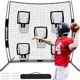 BAGAIL Football Throwing Net - 5 or 9 Target Pockets, Easy Setup, Heavy-Duty - Portable QB Accuracy Trainer, Fun Target Practice Net for Football with Carry Bag