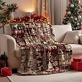 Horaldaily Christmas Flannel Blanket Throw, Christmas Red Reindeer Snow Soft Fuzzy Plush Cozy Fleece Blankets for Couch Sofa Bed Lounging, Ideal Gifts for Kids Adults Wife Self, 50x60