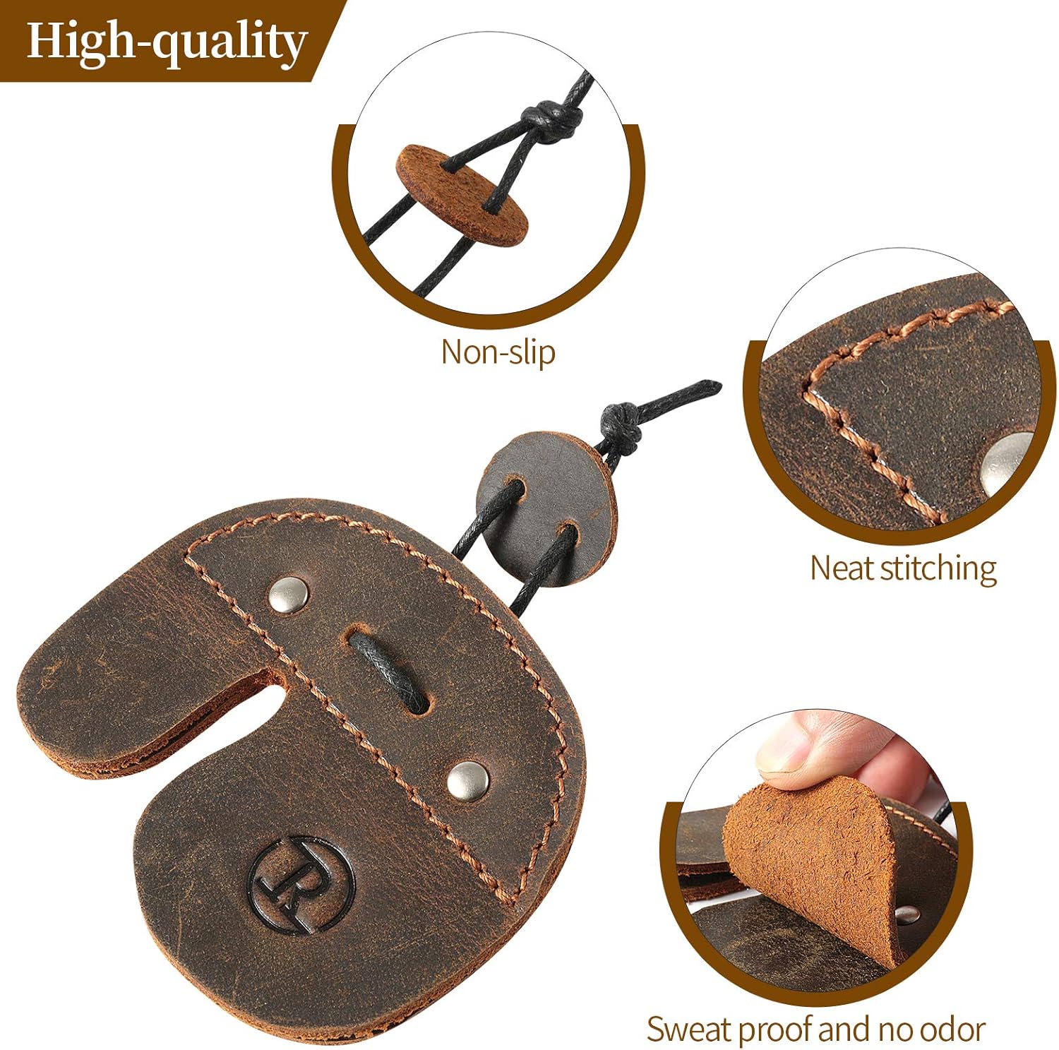 Ringsun Leather Archery Finger Tab Accessories, Handmade Finger Protect Guard for Shooting Practice Gear& Recurve Bow Arrow, Brown, RS02 : Sports & Outdoors