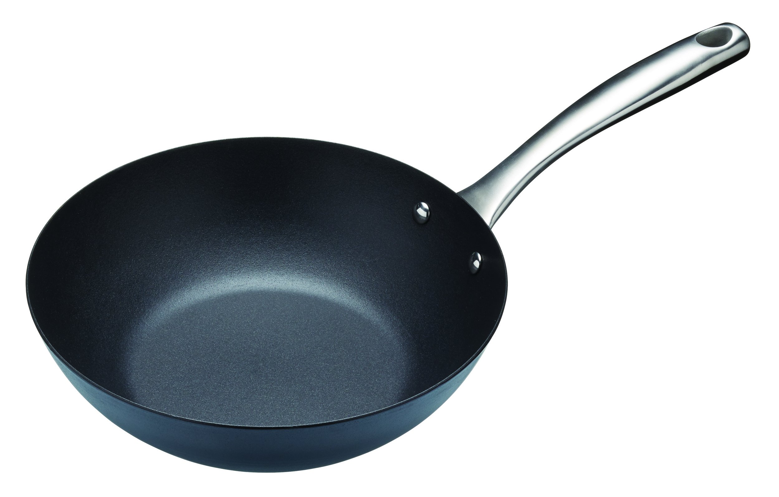 MasterClass Carbon Steel Induction-Safe Wok with PTFE, PFOA and BPA Free Non Stick, 24.5 cm, Black