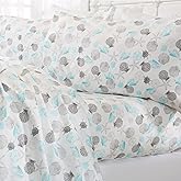 Great Bay Home 4-Piece Queen Coastal Microfiber Sheet Set - Nautical-Printed, Ultra-Soft Sheets - Beach-Themed Bedding Sheets & Pillowcases (Seashell)
