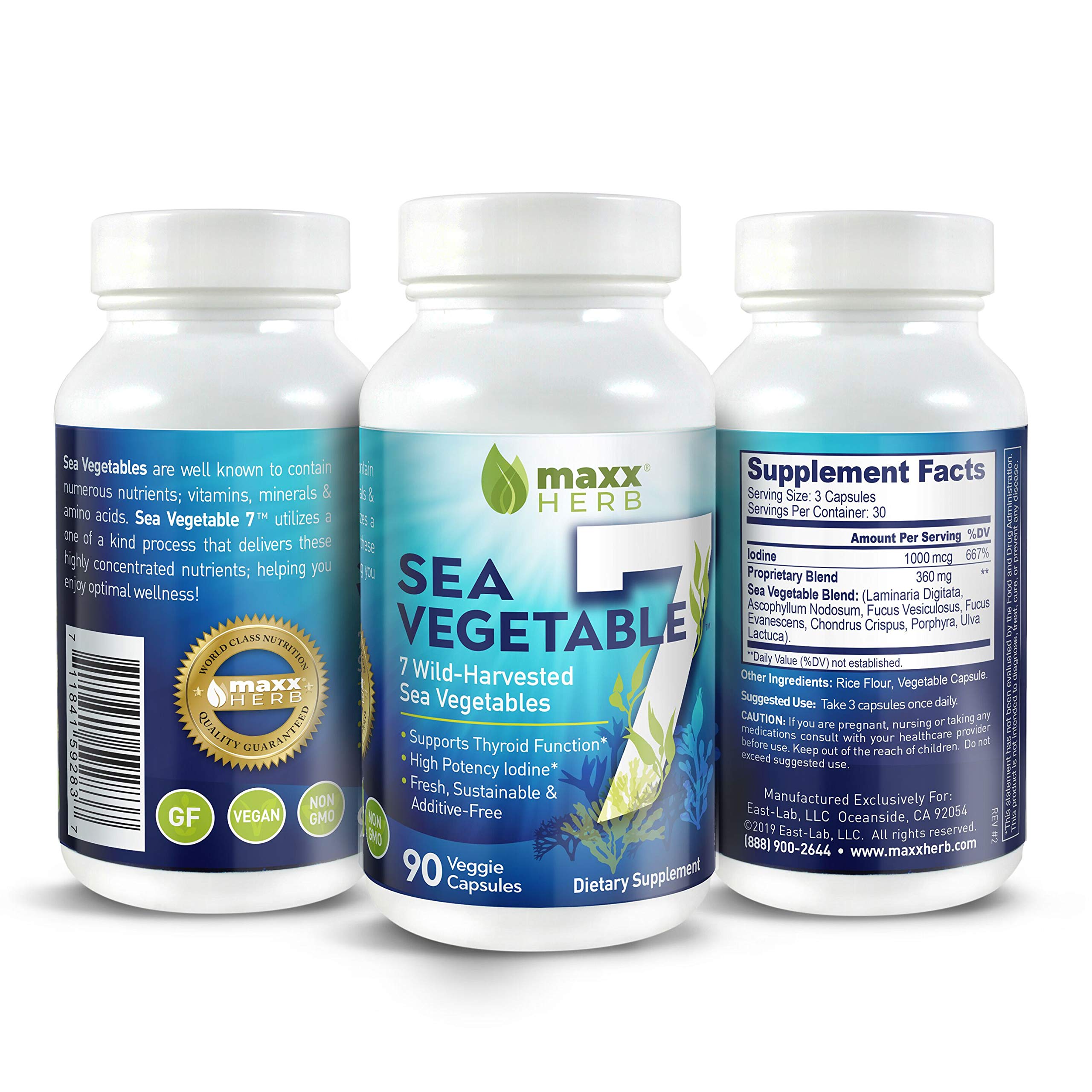 Maxx Herb Sea Vegetable 7 Natural High Potency Iodine Supplement for