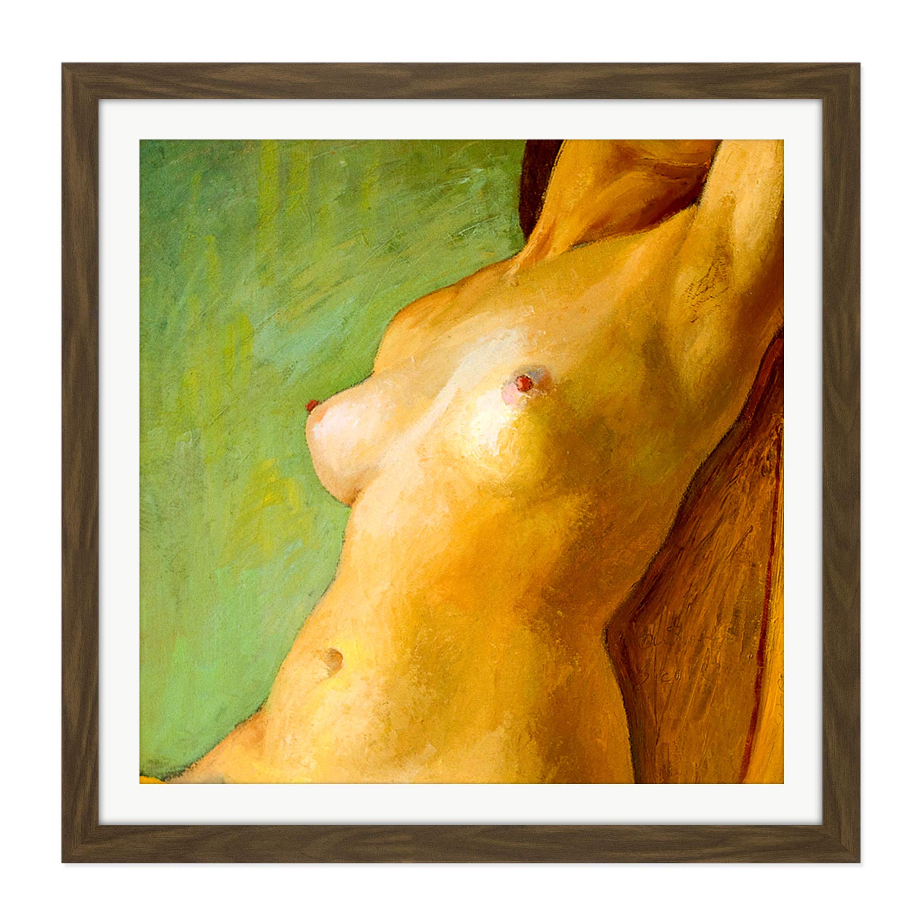 Artery8 Sicurezza Female Torso Painting Square Wooden Framed Wall Art Print Picture 16X16 Inch