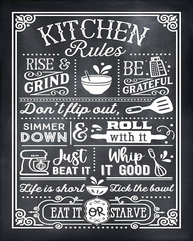 Amazon Kitchen Rules Black Chalkboard Wall Decor Funny Kitchen 