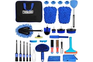 YESCOO 30 Pcs Car Detailing Kit, Car Cleaning Kit, Car Detailing Brush Set with Tool Storage Bag, Detail Brushes Car Detailing for Exterior, Interior, Car Windshield, Windows, Dashboard, Wheel, Carpet