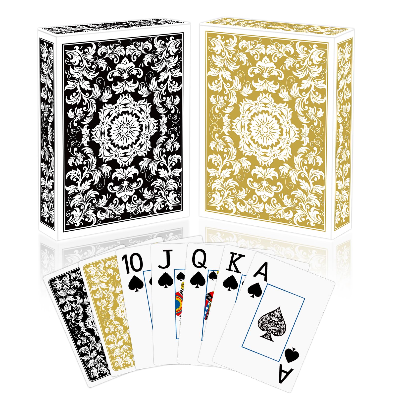 Sondeng 2 Pack Playing Cards Deck of Cards Professional Poker Set Jumbo Index Large Print Playing Card for Adults Seniors,Card Games for Night Party Playing Card for Family Companion Black Gold — image 1