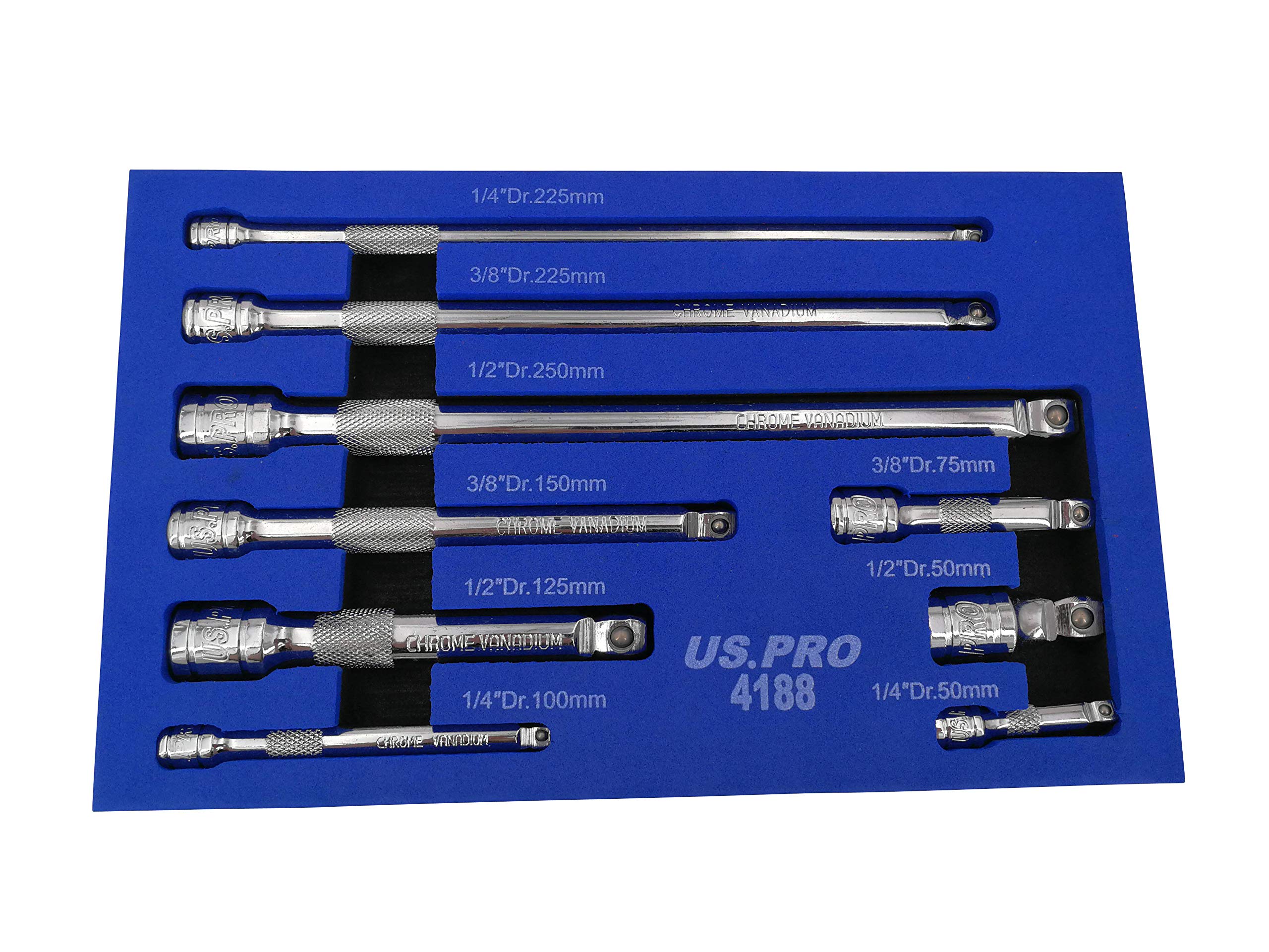 US PRO Tools 9pc Wobble Bar Extension Set 1/4 3/8 1/2 Dr 4188