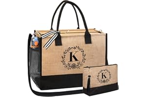 BeeGreen Canvas/Jute Tote Bag Embroidery Birthday Gift for Women Mom Teacher Friend Sister Coworker Wedding Beach Holiday