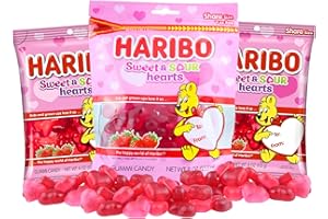 NEEDZO Valentines 2025 Limited Edition Sweet and Sour Gummy Hearts, Bulk Assorted Fruit Flavored Red and Pink Heart Gummies Bite Sized Candies, Vday Gift, Pack of 3 Share Size Bags