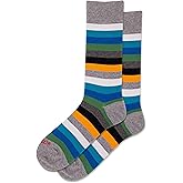 Hot Sox Men's Ombre Stripe Crew Socks 1 Pair, Grey Heather, Men's Shoe 10-13