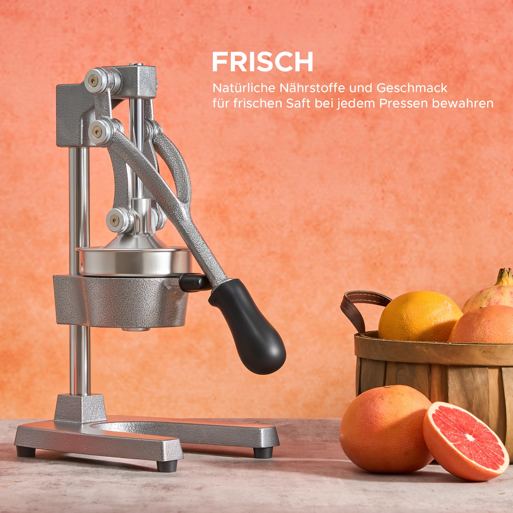CO-Z Professionelle Zitruspresse in handelsüblicher Qualität, Handpresse, manuelle Fruchtpresse, Metallsaftpresse, robuste Saftpresse, Zitrusfrüchte, Orange, Granatapfel 9