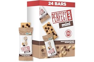 Perfect Bar Mini, Dark Chocolate Chip Peanut Butter Protein Bar, Protein Snack, Snack Bar, Organic, Gluten Free, Soy Free, Non GMO, No Sugar Alcohols, .88 Ounce Bar, 24 Count