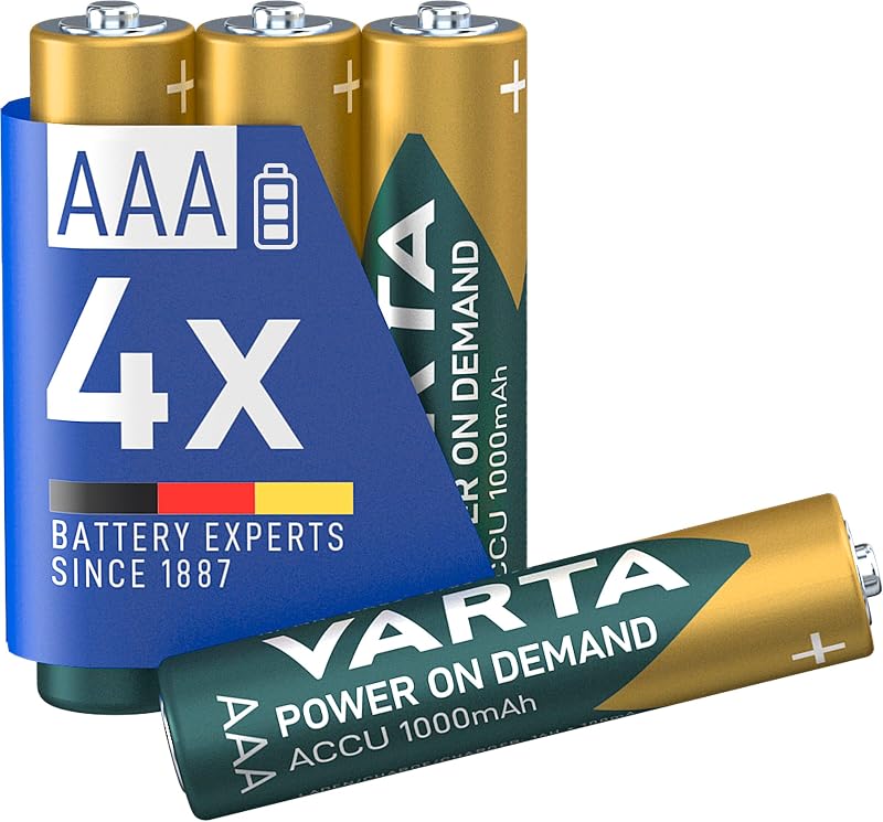 Piles rechargeables AAA, lot de 4, Recharge Accu Power, 1000 mAh Ni-MH, sans effet mémoire, préchargées, prêtes à l'emploi