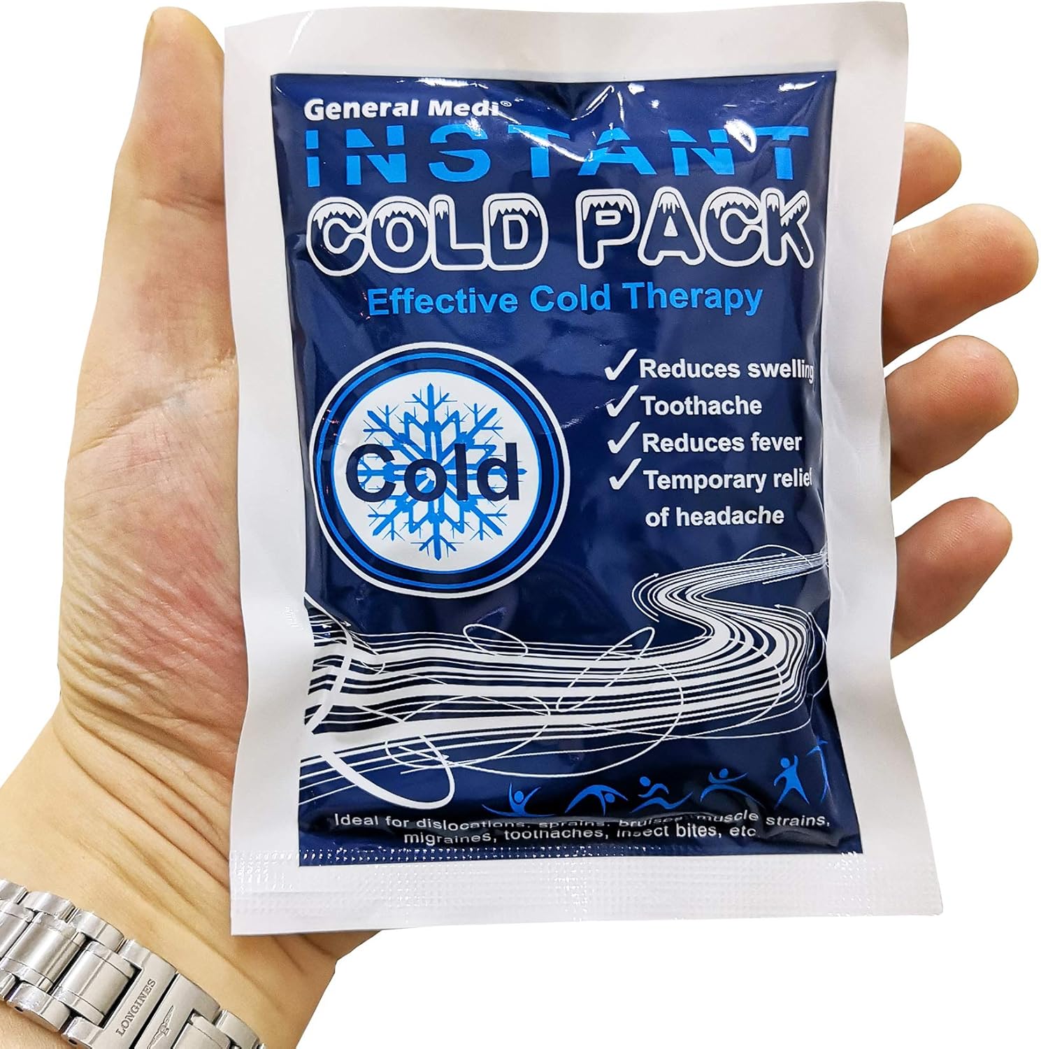 Instant Cold Pack (4”x 5.5”) – Set of 25 Disposable Cold Therapy Ice Packs for Pain Relief, Swelling, Inflammation, Sprains, Strained Muscles, Toothache – for Athletes & Outdoor Activities: Health & Personal Care