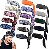 Foaincore 16 Pcs Headbands Tie Headband for Women Men Sport Head Ties Running Athletic Hair Head Band Elastic Sports Sweat Basketball Sweatband Tennis Ninja Karate Running Yoga Adjustable Sweatbands