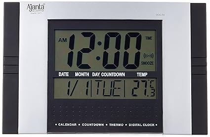 Ajanta Rectangle Glass Digital Wall Clock (35.5 cm x 31.5 cm x 41.5 cm, Black)