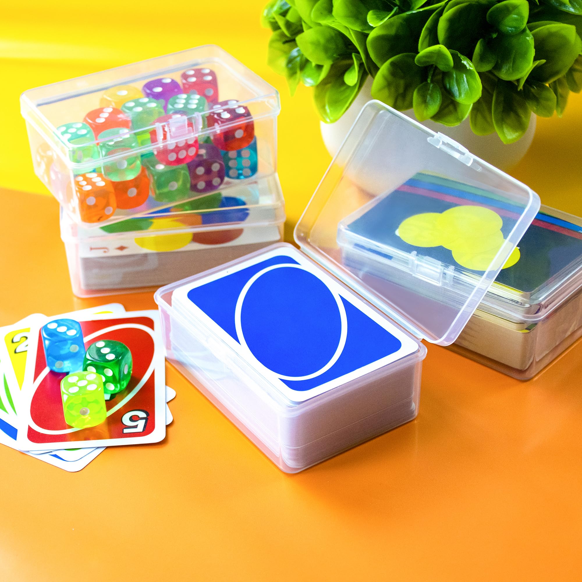 JINUPHION 4 Pcs Playing Card Case, Works for 112 Standard UN* Cards And Other Same Or Smaller Size Very Well, Plastic Clear Card Deck Box Storage,4 1/2" ×3 1/4" ×1 1/8" (NO Cards)