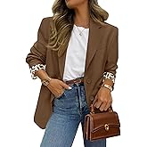 PRETTYGARDEN Blazers for Women 2026 Fall Work Office Suit Jackets Dressy Open Front Leopard Blazer Business Casual Outfits