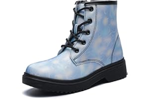 HIKLDK Girls Boots Glitter Combat Boot Winter Waterproof Side Zipper Lace-up Walking Shoes for Toddlers Little Kid szie