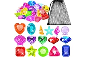 MARFOREVER 25 Pcs Diving Gem Pool Toys, Big Colorful Pool Gems Pirate Treasure Diving Gems Diamond Pool Sinking Toys Underwater Gemstones for Summer Swimming Training Gift Boys Girls Pool Game Prize