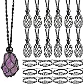 LERSUSI 24Pcs Adjustable Crystal Necklace Crystal Stone Necklace Pendant Necklace Cord Hand Woven Necklace Ropes for Jewelry Making