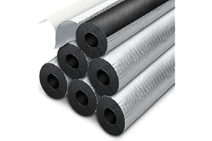 6 Pack 3/4 inch Pipe Insulation Foam Tube with Aluminum Foil, Self Adhesive Insulation Foam Pipe Cover for AC Units, Water Pi