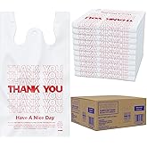 ACYPAPER, Thank You T-Shirt Bags (1000 Count), Plastic - T-Shirt Plastic Bags in Bulk - (11" x 6" x 21") White/Thank You - Bulk Shopping Bags, Restaurant Bag - 1/6 Barrel