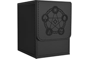 Zettokete Card Deck Box with 2 Dividers, MTG Commander Deck Box Holds 100+ Double-Sleeved Cards, Leather Magnetic Deck Case Compatible with Magic TCG CCG Cards, Black