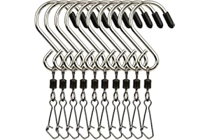 NICO SEE WONDER 10pcs Swivel S Hooks Clips, Hanging Wind Spinners for Chimes Crystal Twisters, Windsocks and Any Plants, Party Supply, 3 Inch