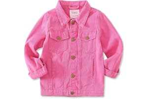 YJBQ Girls Denim Jacket Classic Jean Coat for Kids & Teens, Casual Outerwear for Spring Fall Lightweight Sizes 5-14 Years