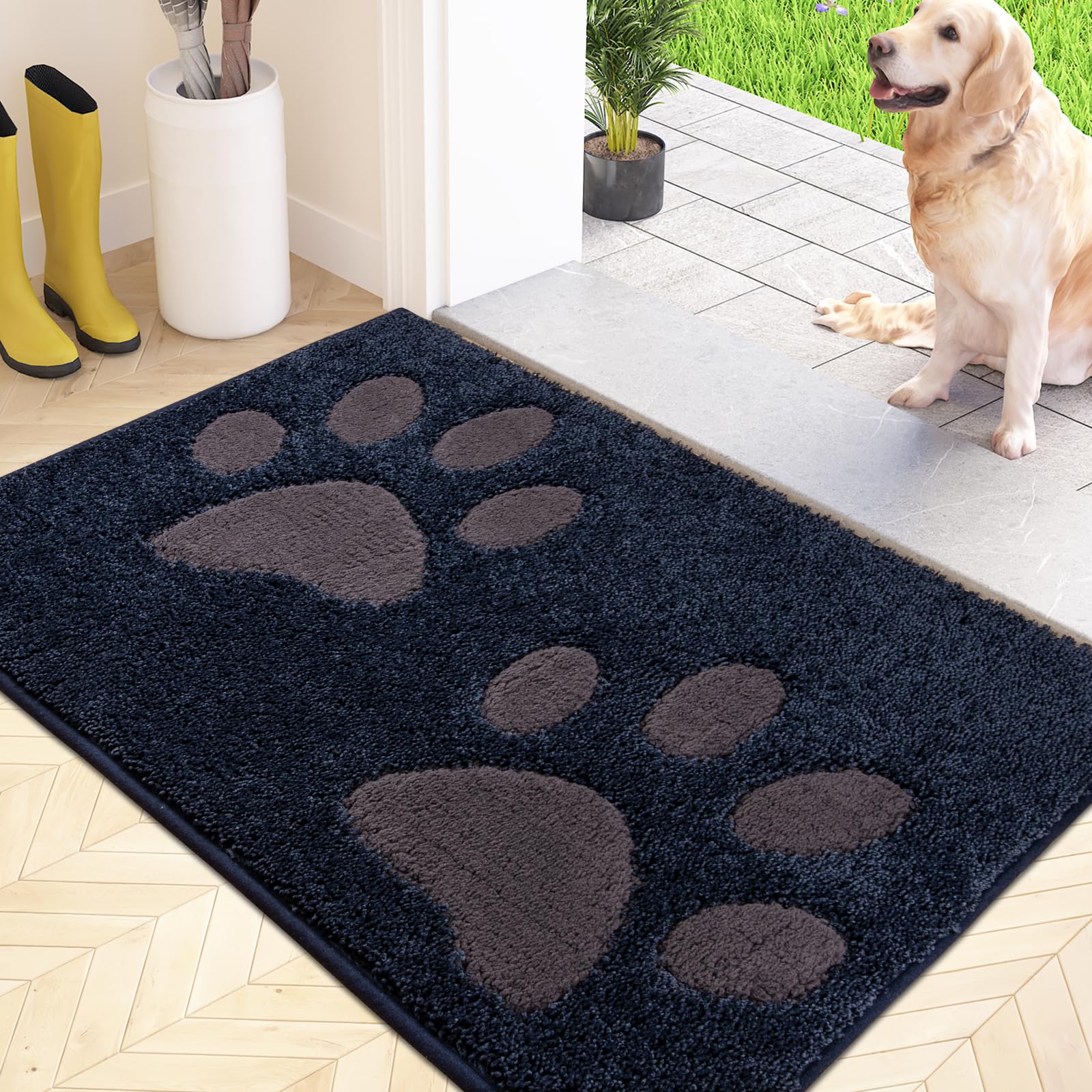 FCSDETAIL Dirt Trapper Indoor Door Mat 60 x 90 cm, Washable Entrance Rug, Absorbent Dog Doormat for Muddy Paws, Inside Mat for front door, Entryway, Pets