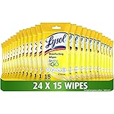 Lysol Disinfecting Wipes, Lysol On the Go, Citrus, Kills 99.9% of Viruses & Bacteria, Bulk Pack of 24, 360 count (24 x 15 cou