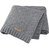 LAWKUL Baby Blankets for Boys Cable Knitted Baby Blanket Girl Airy Soft Newborn Receiving Swaddle Stroller Crib Grey 40"x30"