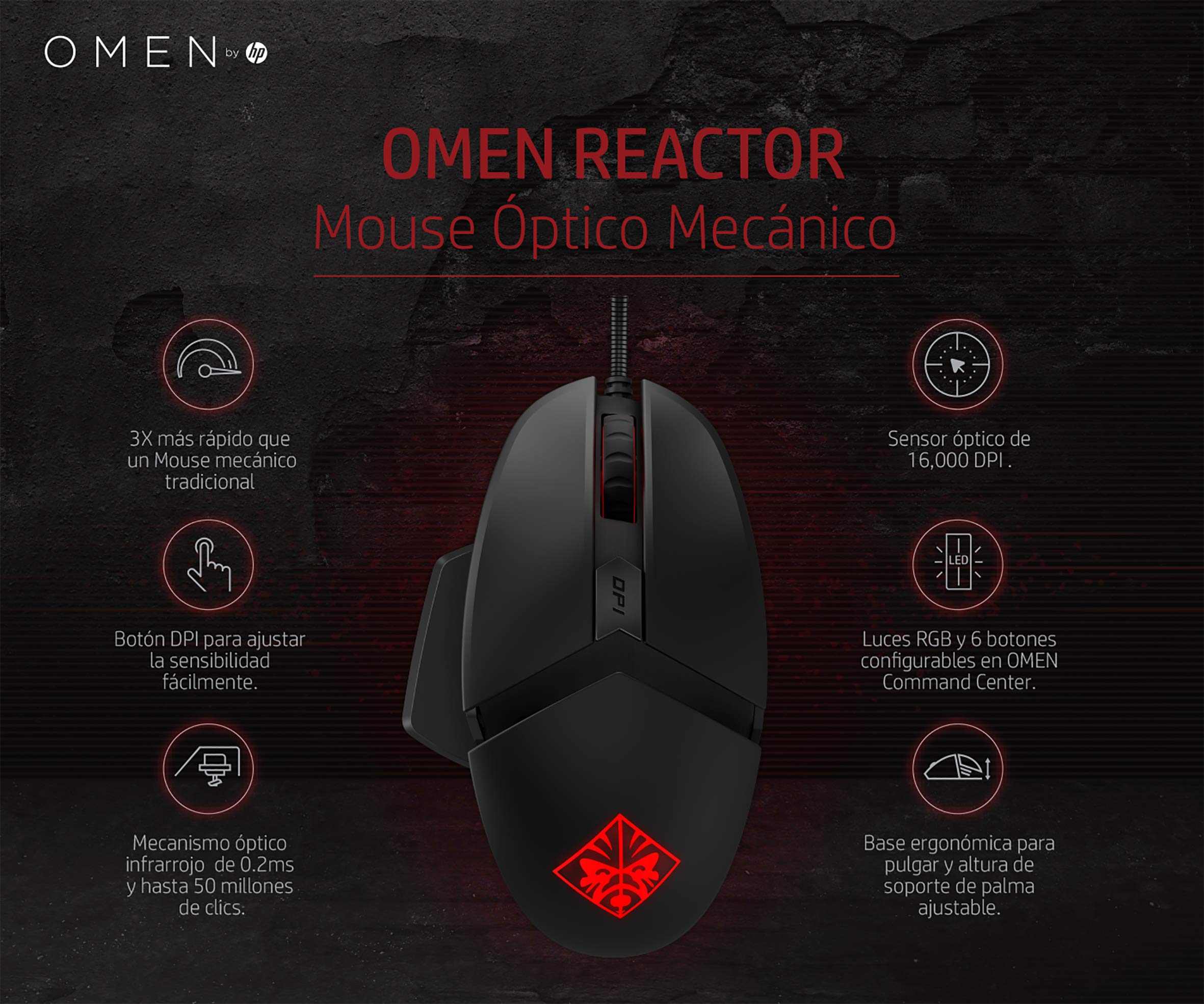 OMEN by HP Wired USB Gaming Reactor Mouse (Black/Red)