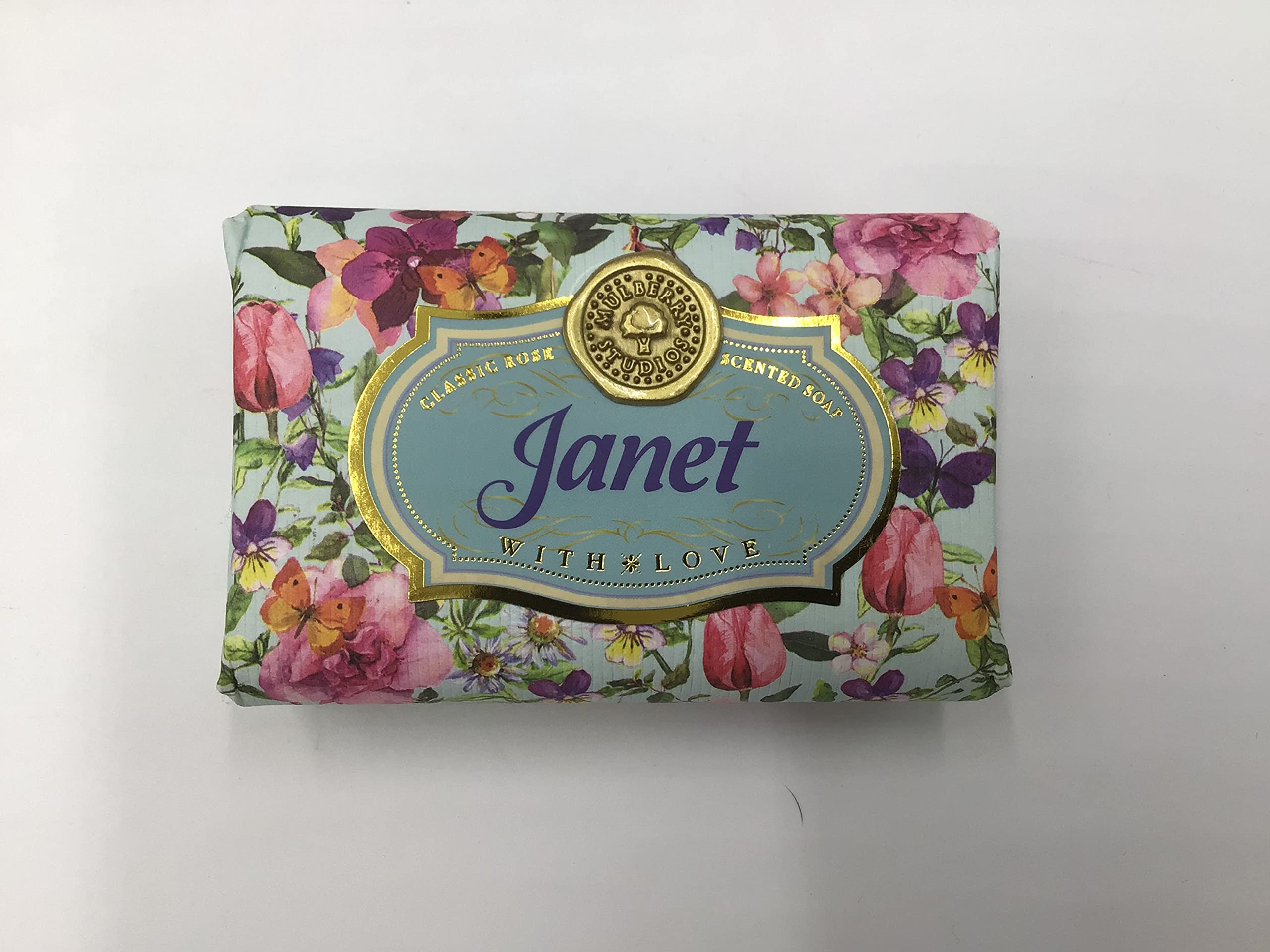 Janet - Gift Soap Bar For Her Birthday Rose Scent Mum Grandmother Cleanser Lather Present Girl